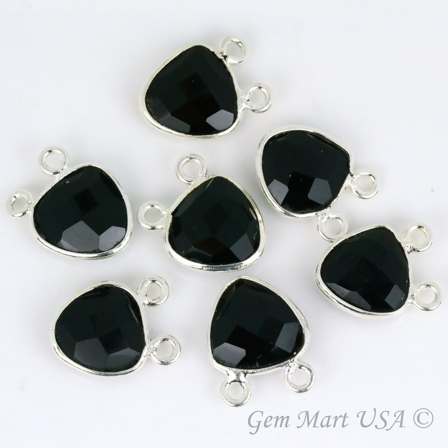 Trillion 10mm Cat Bail Silver Plated Bezel Gemstone Connector