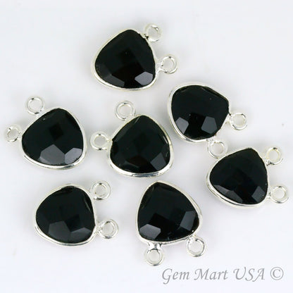 Trillion 10mm Cat Bail Silver Plated Bezel Gemstone Connector