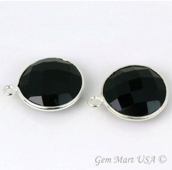 Round 14mm Single Bail Silver Bezel Gemstone Connector