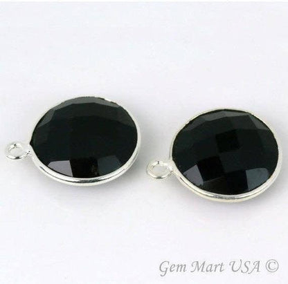 Round 14mm Single Bail Silver Bezel Gemstone Connector