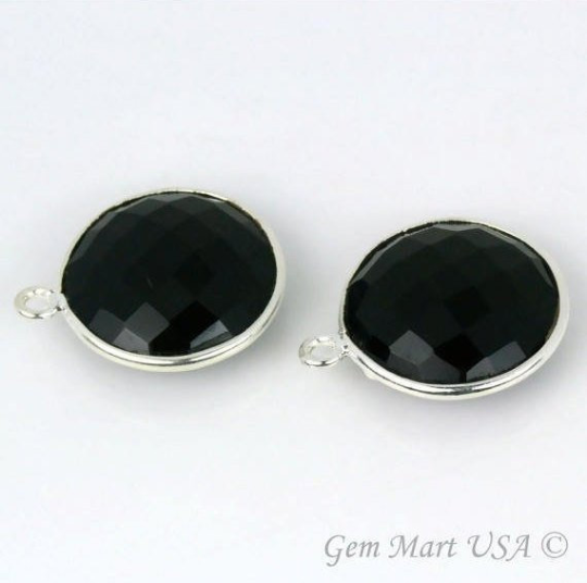 Round 16mm Single Bail Silver Bezel Gemstone Connector