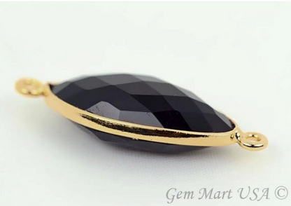 Marquise 10x20mm Double Bail Gold Bezel Gemstone Connector