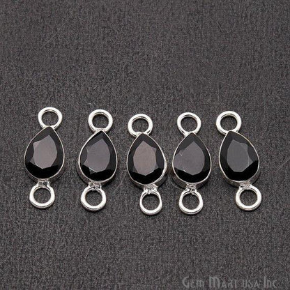 Pear 8x12mm Gemstone Silver Bezel Double Big Bail Connector