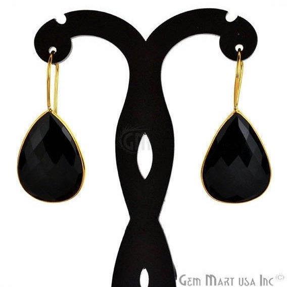 Gold Plated Pears Shape 21x26mm Gemstone Dangle Hook Earring Choose Your Style (90010-1) - GemMartUSA