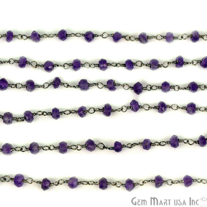 Amethyst Beads Oxidized Wire Wrapped Beads Rosary Chain (762753712175)