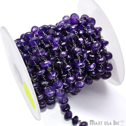 Amethyst Beads Oxidized Wire Wrapped Rosary Chain (762754859055)