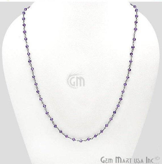 Round Bead Wire Wrapped Necklace Chain (Pick your Gemstone, Plating) - GemMartUSA