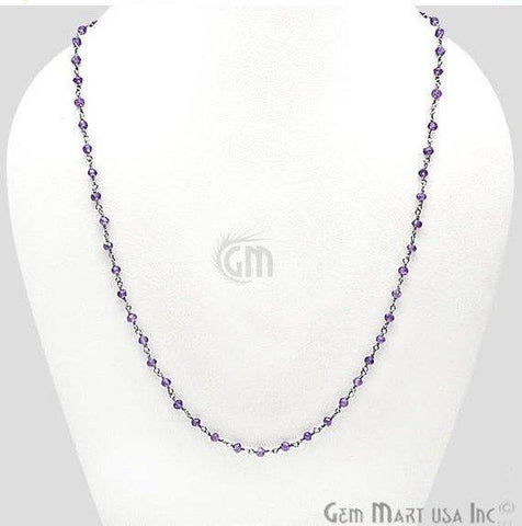 Round Bead Wire Wrapped Necklace Chain (Pick your Gemstone, Plating) - GemMartUSA