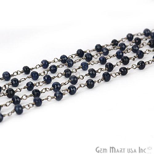 Black Sapphire Oxidized Wire Wrapped Beads Rosary Chain (762822524975)