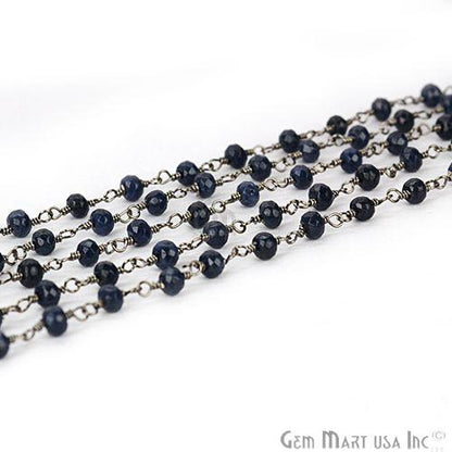 Black Sapphire Oxidized Wire Wrapped Beads Rosary Chain (762822524975)