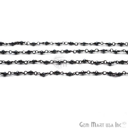 Black Pyrite Oxidized Wire Wrapped Gemstone Beads Rosary Chain (762824654895)