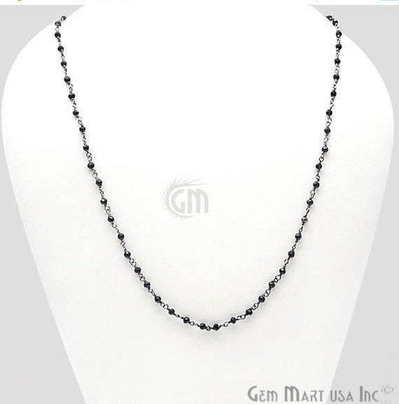 Round Bead Wire Wrapped Necklace Chain (Pick your Gemstone, Plating) - GemMartUSA