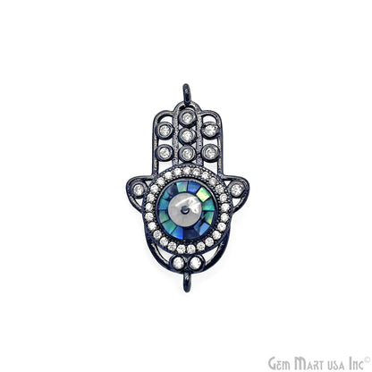 Hamsa Charm Necklace Cubic Zircon 28x17mm Double Bail Pendant