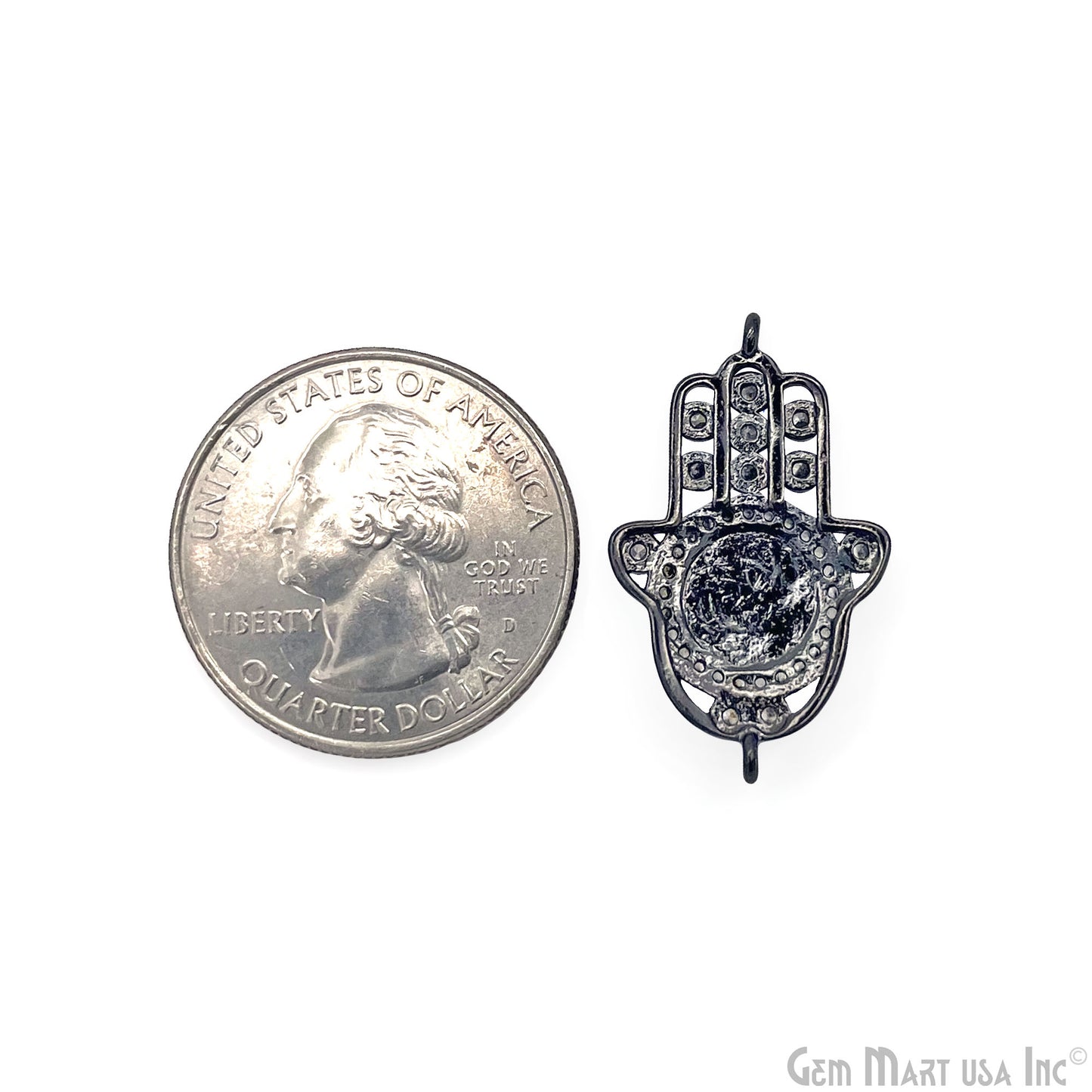 Hamsa Charm Necklace Cubic Zircon 28x17mm Double Bail Pendant