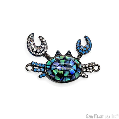 Crab Charm Pendant crab jewelry Cubic Zircon 25x17mm Pendant