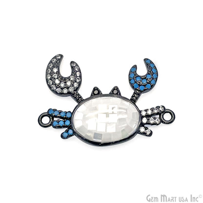 Crab Charm Pendant crab jewelry Cubic Zircon 25x17mm Pendant