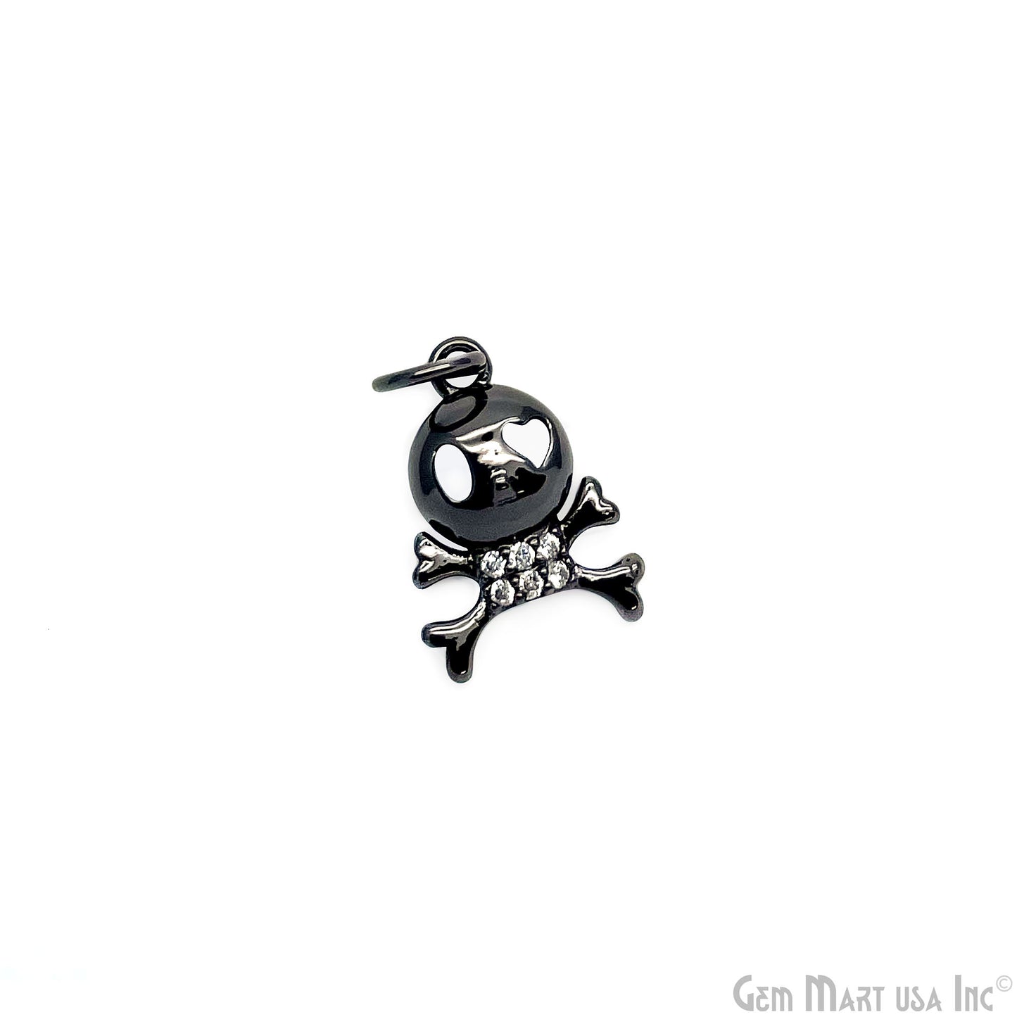 CZ Skull Crossbones 14x10mm Single Bail Pendant