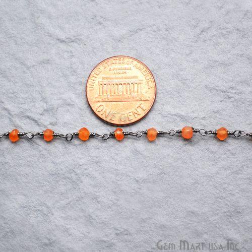 Carnelian Beads 3-3.5mm Oxidized Wire Wrapped Rosary Chain