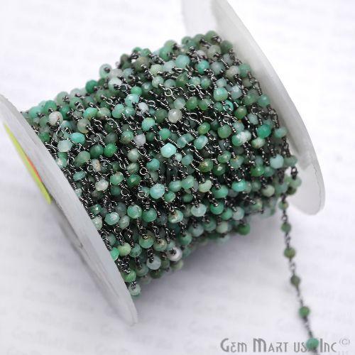 Chrysoprase Beads 3-3.5mm Oxidized Wire Wrapped Rosary Chain