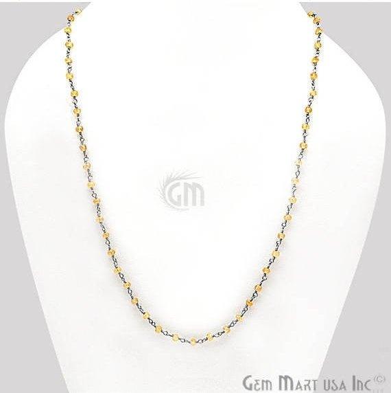 Round Faceted Beads Wire Wrapped Necklace Chain