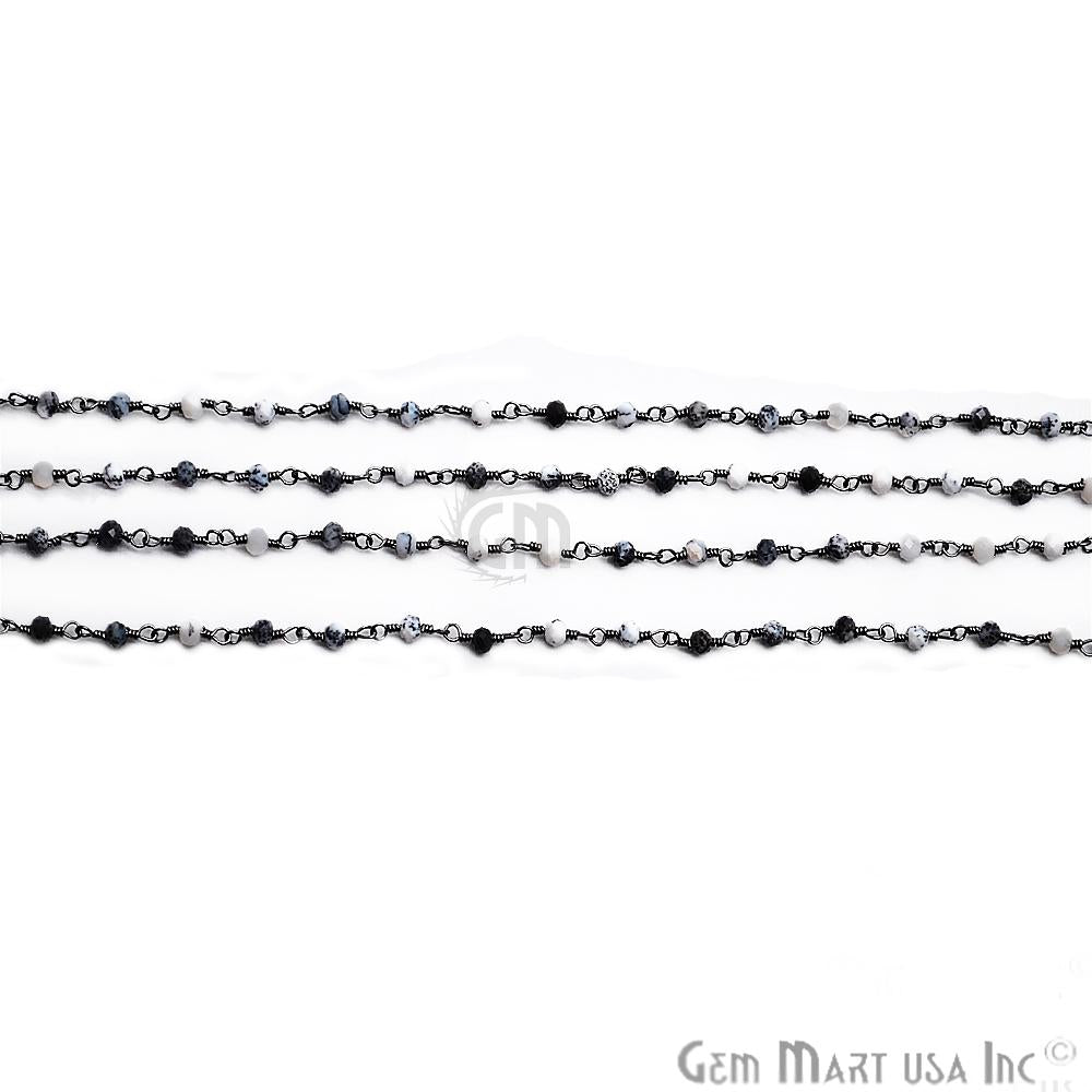 Dendrite Opal Oxidized Wire Wrapped Beads Rosary Chain (762845036591)