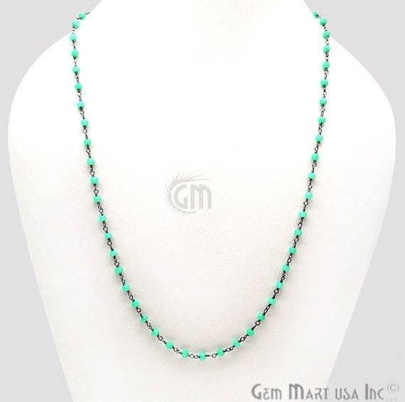 Round Bead Wire Wrapped Necklace Chain (Pick your Gemstone, Plating) - GemMartUSA