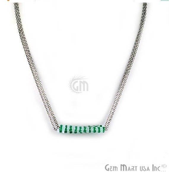 Faceted Gemstone Bead Bar Necklace Chain (Pick your Gemstone, Plating) - GemMartUSA