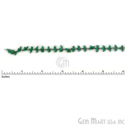 Green Onyx Faceted Beads Oxidized Wire Wrapped Cluster Dangle Chains (764152447023)