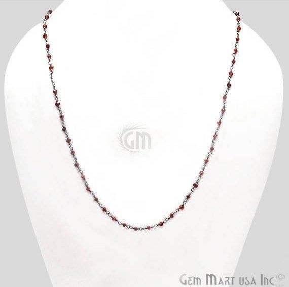 Round Bead Wire Wrapped Necklace Chain (Pick your Gemstone, Plating) - GemMartUSA