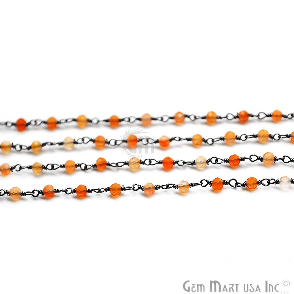 Hessonite Rondelle Oxidized Wire Wrapped Beads Rosary Chain (762863747119)
