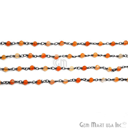 Hessonite Rondelle Oxidized Wire Wrapped Beads Rosary Chain (762863747119)