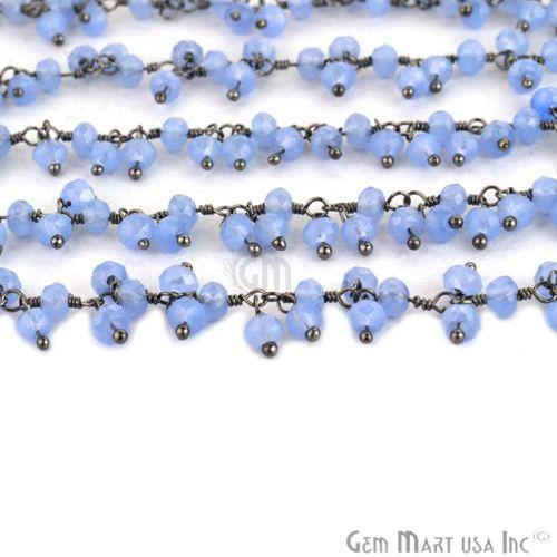 Iolite Blue Faceted Beads Oxidized Wire Wrapped Cluster Dangle Chains (764153102383)