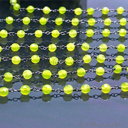 Light Green jade 4mm Beads Oxidized Wire Wrapped Rosary Chain (762865516591)
