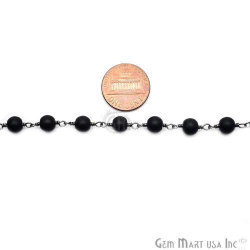 Black Tourmaline Oxidized Wire Wrapped Beads Rosary Chain (762879508527)