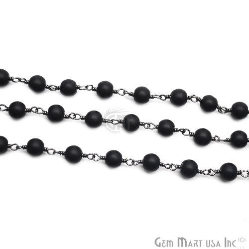 Black Tourmaline Oxidized Wire Wrapped Beads Rosary Chain (762879508527)