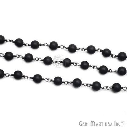 Black Tourmaline Oxidized Wire Wrapped Beads Rosary Chain (762879508527)