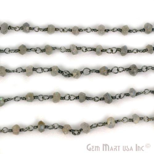 Labradorite 3-3.5mm Oxidized Wire Wrapped Beads Rosary Chain (762962968623)