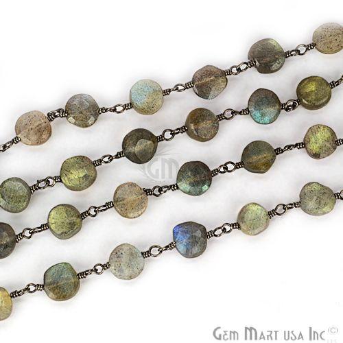 Labradorite Coin Beads Oxidized Wire Wrapped Rosary Chain (762964639791)