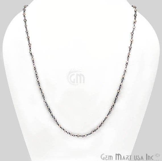 Round Bead Wire Wrapped Necklace Chain (Pick your Gemstone, Plating) - GemMartUSA