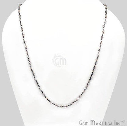 Round Faceted Beads Wire Wrapped Necklace Chain