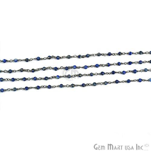 Lapis 2mm Oxidized Wire Wrapped Rosary Chain (762975813679)