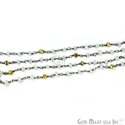 Rainbow & Golden Pyrite 3-3.5mm Oxidized Wire Wrapped Beads Rosary Chain (762980466735)