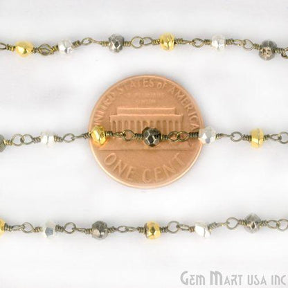 Multi Pyrite 3-3.5mm Oxidized Wire Wrapped Rosary Chain