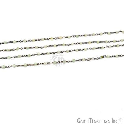 Prehnite 2mm Oxidized Wire Wrapped Rosary Chain (763008450607)