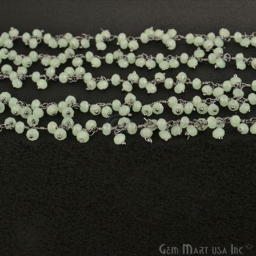 Prehnite Faceted Beads Oxidized Wire Wrapped Cluster Rosary Chain (764155789359)