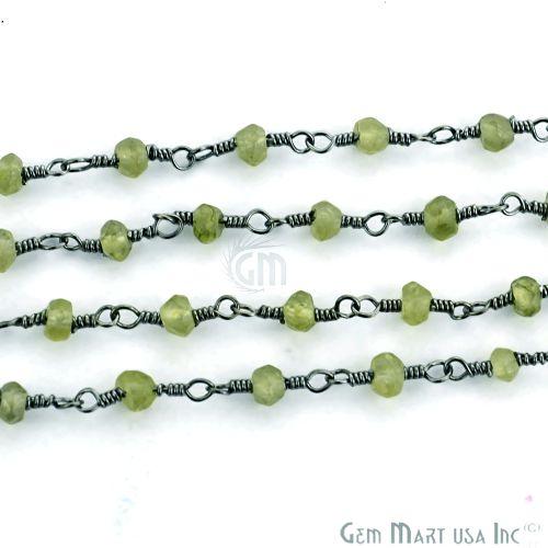 Peridot 3-3.5mm Oxidized Plated Wire Wrapped Beads Rosary Chain (763582775343)