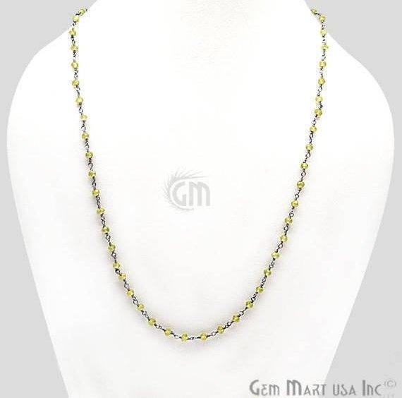 Round Faceted Beads Wire Wrapped Necklace Chain