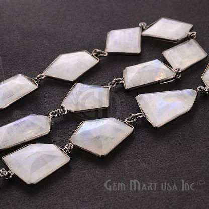 Rainbow Moonstone 10-12mm Free Form Oxidized Continuous Connector Chain