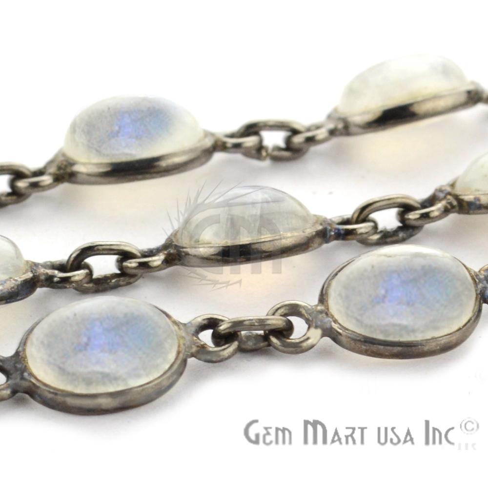 Rainbow Moonston 7x9mm Oval Oxidized Continuous Connector Chain (764011380783)