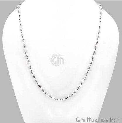 Round Bead Wire Wrapped Necklace Chain (Pick your Gemstone, Plating) - GemMartUSA